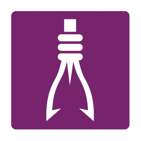 Purple icon depicting a fishing spear to represent health and well-being initiatives.